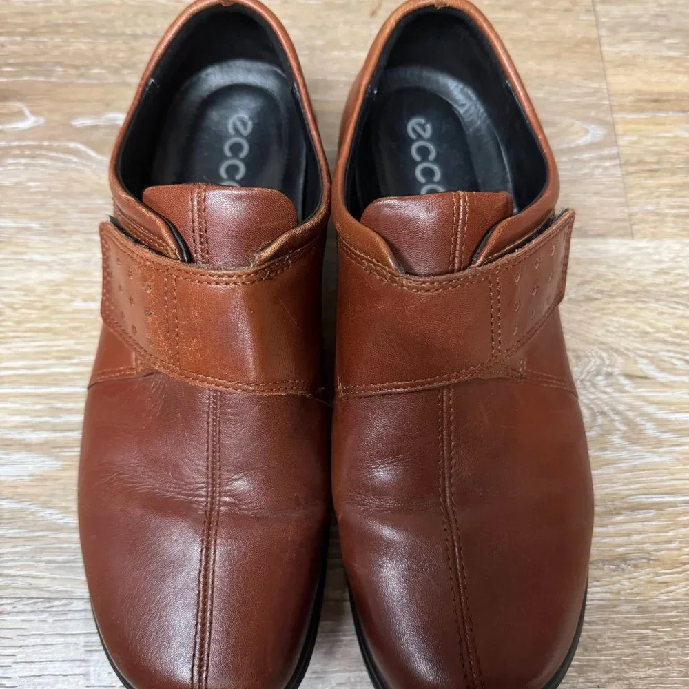 Ecco Women's  Monk Strap Brown Leather Comfort Shoes 14593 Women SZ EU 38